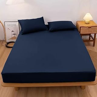 Fitted Sheet, Queen, Bed Sheet, Bed Cover, Absorbent, Quick Drying, Suitable for Mattresses 2.0 to 11.8 Inches (5 to 30 cm) Thick, Mattress Cover, Skin-friendly, Washable, All-Season