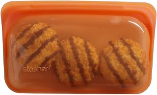 Stasher Premium Silicone Reusable Food Storage Snack Bag, Citrus, Microwave, Sous Vide, Dishwasher, Oven and Freezer Safe, BPA Free, Leak-free, Eco-friendly, 12 Oz