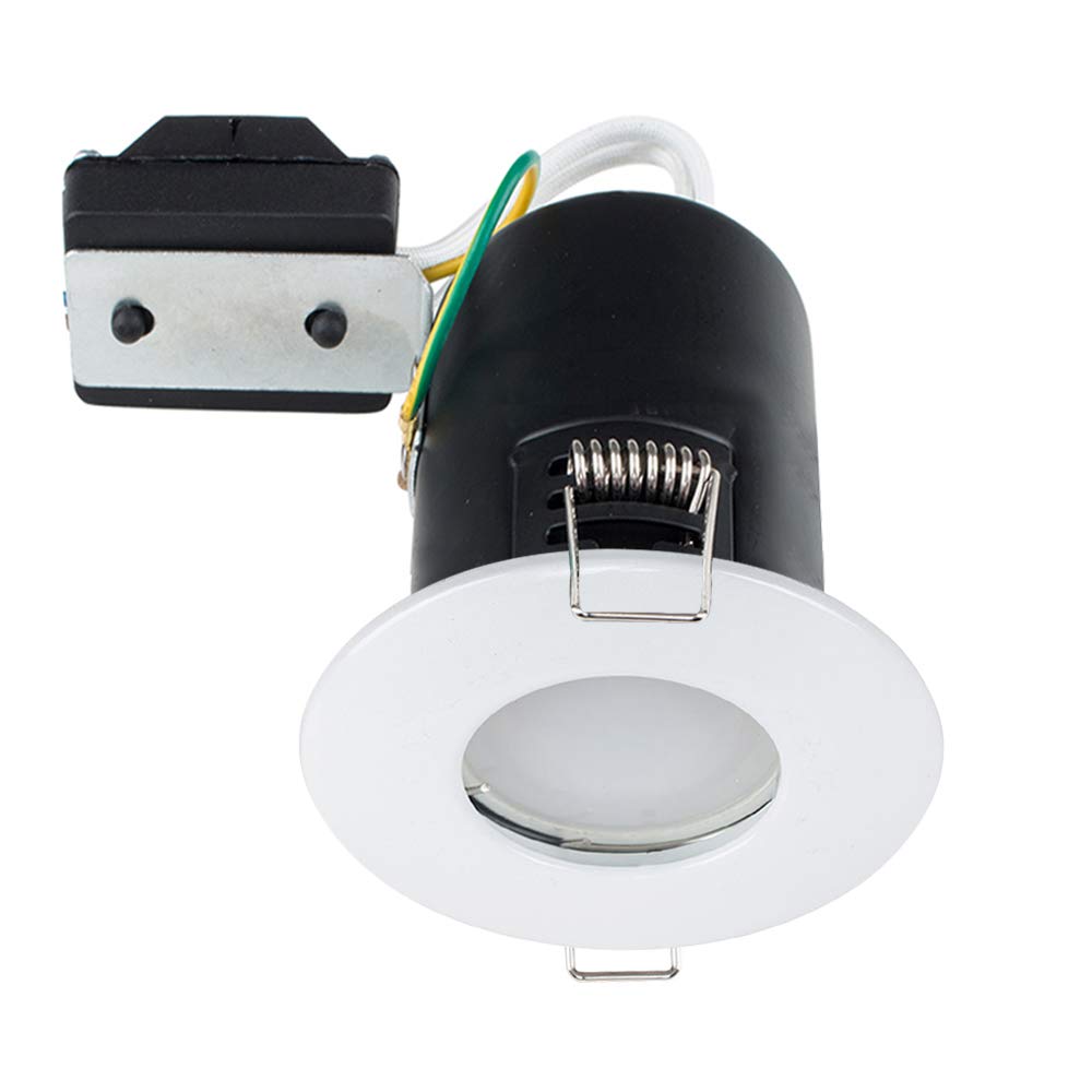 MiniSun | Fire Rated White Domed GU10 Ceiling Downlights | Bath Recessed Lightin