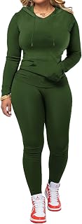 PINSV Women's Two Piece Training Set Bodycon Tracksuit Long Sleeve Zipper Hooded Jacket Joggers Matching Sweatpants Set