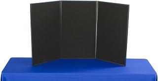 Displays2Go 3-Panel Trifold Tabletop Display Board, 54 x 30 | Black & Gray Fabric, Hook-and-Loop Board, For Trade Shows & Presentations, 3P5430BKGR