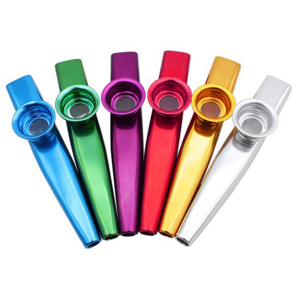 6 Pcs Metal Kazoos for Kids, Portable Musical Instrument Set | Aluminum Build, S