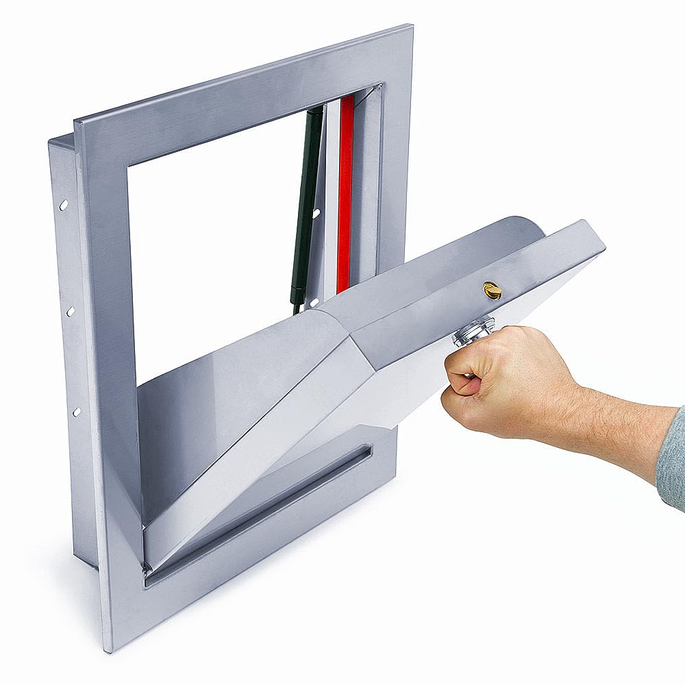 Universal 15” x 18” Trash Chute Door - 2" Trim - 100% Stainless Steel Bottom Hin