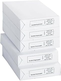 Copy Paper A4, 70 g/m² Paper, Printer Paper, Laser, Inkjet Paper, Fax Paper, 2500 Sheets, 5 Packs of 500 Sheets, White