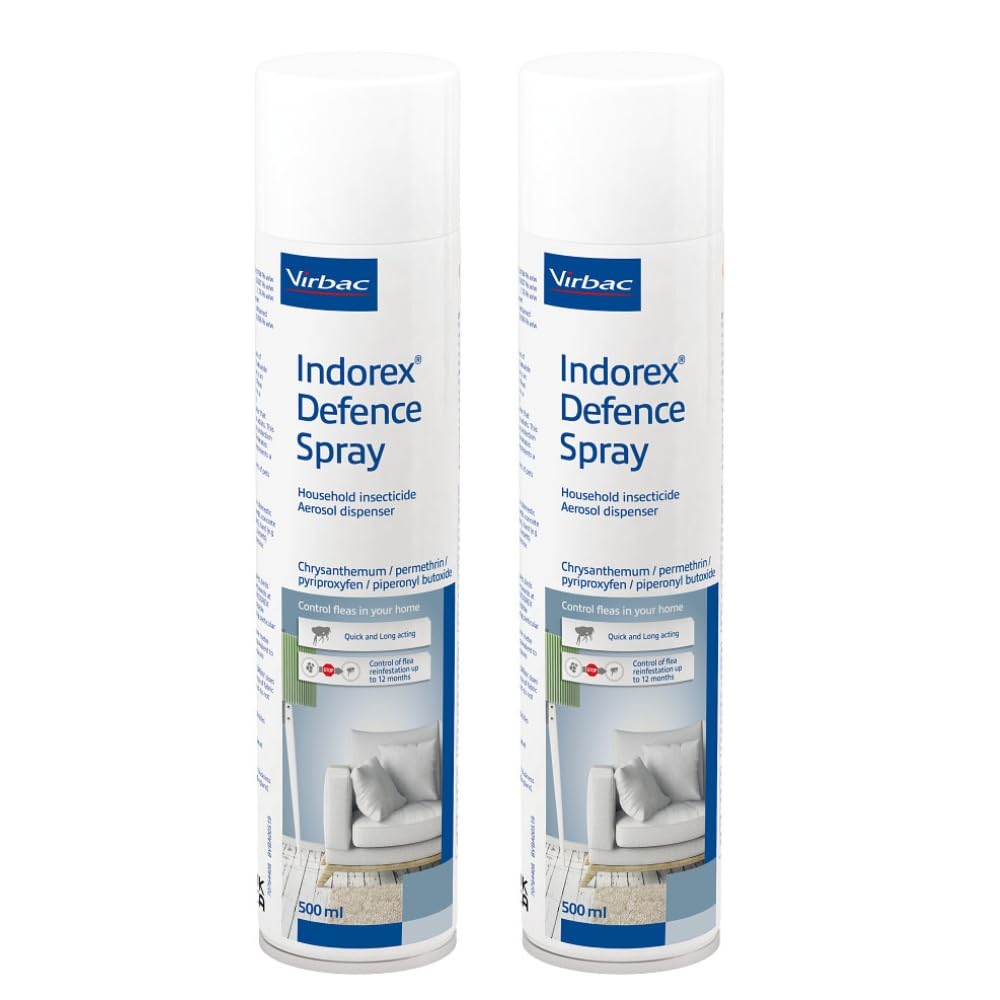 Virbac Indorex Defence Flea Spray for the Home | Kills Fleas | 2 x 500ml | Kills