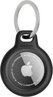 Belkin Apple AirTag Holder with Key Ring, Secure Case for AirTag - Black | Secure Case with Key Ring for AirTag 1st and 2nd Gen, Durable, Scratch-Resistant, Open Face and Raised Edges, Twist-and-Lock