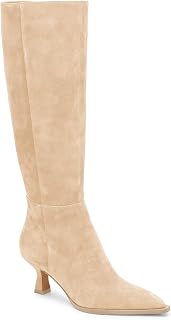 Coutgo Stivali alti al ginocchio da donna, con tacco basso, a punta, con cerniera laterale, scarpe invernali