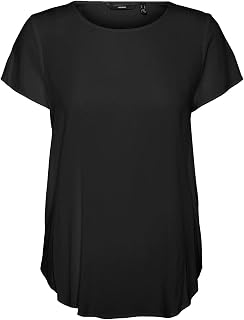 VERO MODA VMBECCA Basic Short Sleeve T-Shirt with Round Neck for Women Solid Long Top