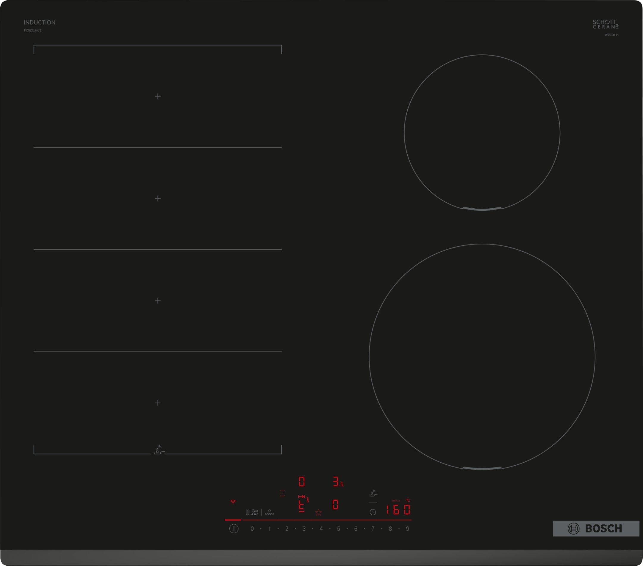 Bosch PIX631HC1E Series 6, Built-in Induction hob 60 cm Black