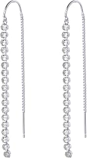 PAVOI 14K Gold Plated Threader Earrings for Women, Statement Chain Earrings