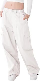 Rolanko Girls Wide Leg Cargo Pants Streetwear Kids Trousers With Pockets Fashion Jogging Pants 4-14 Years