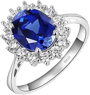LRGKMCWTOB 925 Sterling Silver Crystal CZ Stone Ring for Women, Charm Temperament Cubic Zirconia Crystal Engagement Wedding Rings for Wife, Cut Birthstone Wedding Engagement Ring Gift Size 9