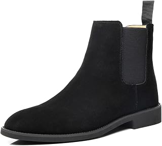 Placck Men's Short Boots, Genuine Leather, Chelsea Boots, Business Shoes, Stylish, Suede, Side Gore, Casual, England Style, Large Size