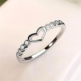Heart Shape Rings for Women Shiny Cubic Zirconia Rings Daily Wear Accessories