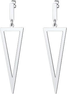 FindChic Stainless Steel Bar Drop Earrings 18K Gold Plated Thin Flat Geometric Round/Stick/Rectangle Pierced Linear Hypoallergenic Dangle Earrings for Women
