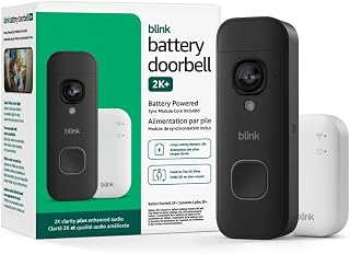 Blink Battery Doorbell 2K+ (newest model) — Wireless video doorbell, 2K video resolution, enhanced audio. Sync Module Core included – System (Black)