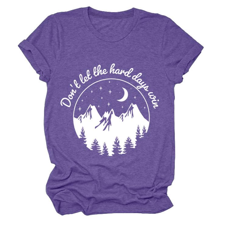 GAQEUWR Motivational T-Shirt for Women, Don't Let The Hard Day Win Shirt, Mental
