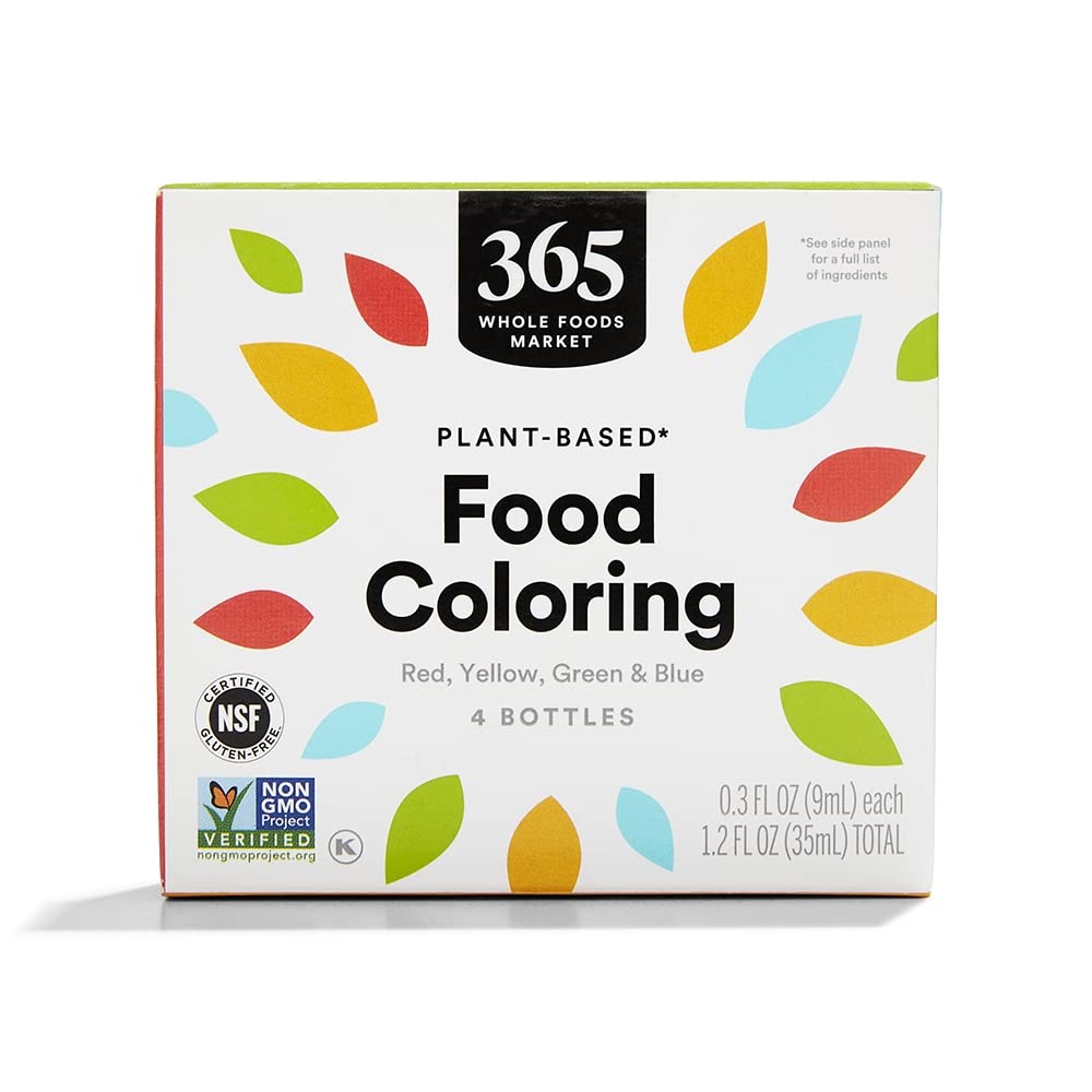 365 by Whole Foods Market, Plant-Based Food Coloring (Red, Yellow, Green & Blue 