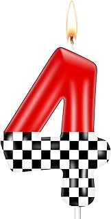 MTLEE Number 4 Racing Car Themed Birthday Candle Race Car Cake Topper