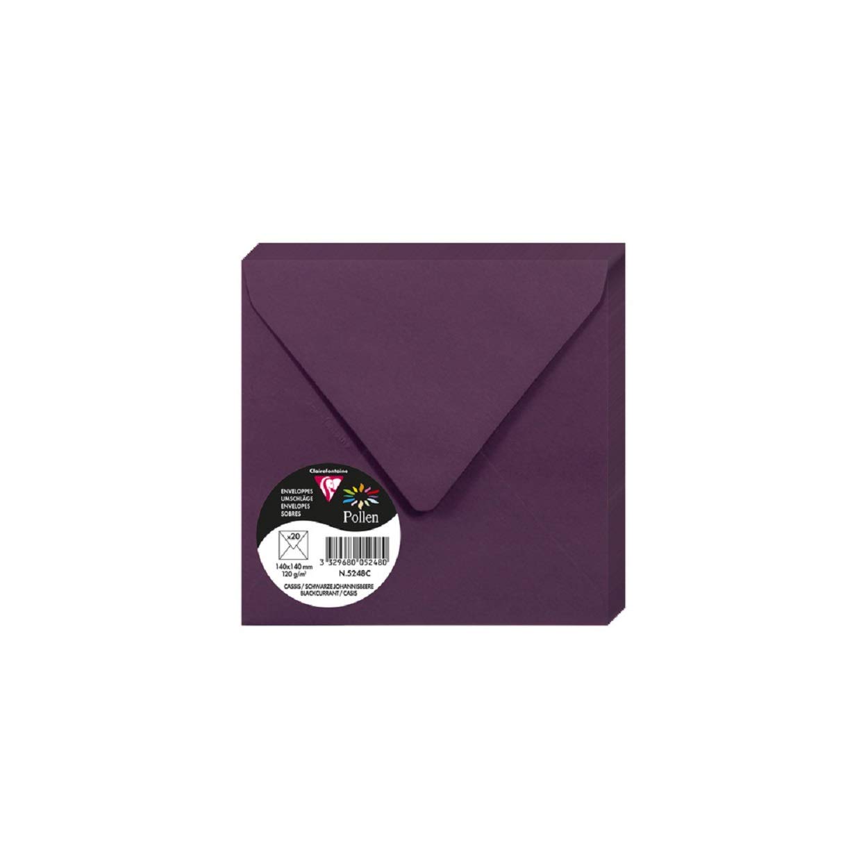 Clairefontaine Pollen Pack of 20 Envelopes 140 x 140 mm Black Currant