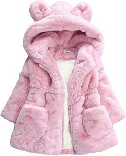 AiWMGL Girls Winter Faux Fur Hooded Coat for Kids