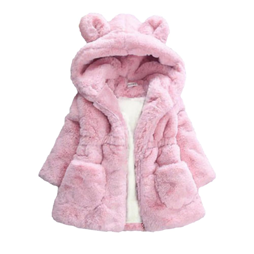 AiWMGL Girls Winter Faux Fur Hooded Coat for Kids
