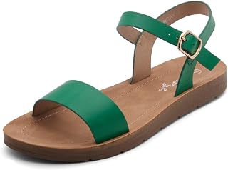 Herstyle Women's Monday Open Toe One Band Ankle Strap Flat Sandals