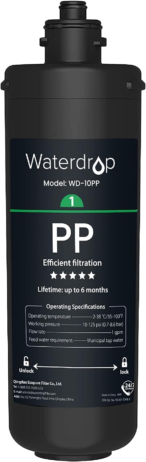 Waterdrop 10PP Water Filter, Replacement for Waterdrop TSA & TSB System | Effect