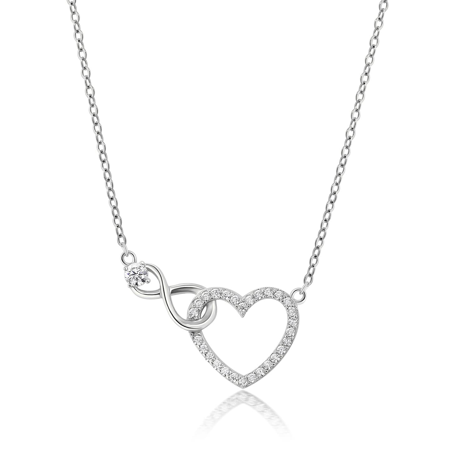 Infinity Heart Necklace for Women Silver Cubic Zirconia Diamond Gold Necklace He