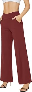 G4Free Women's Wide Leg Sports Trousers with Pockets Casual Bootcut Wide Yoga Pants Flare Leg Wide Bell Tight Elastic Gym Palazzo