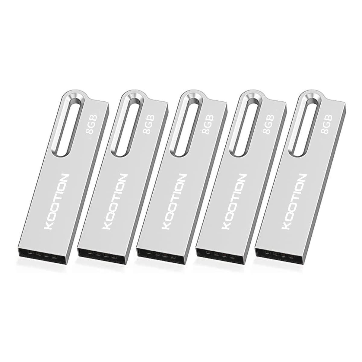 KOOTION Chiavetta USB 2.0 da 8 GB in metallo con portachiavi, confezione da 5, i