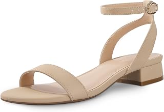 Ankis Black Nude White Red Women Sandals Comfortable Walking Strappy Open Toe Sandals for Women Dressy Summer 1 Inch Low block Heel Flat Adjustable Ankle Strap Wide Available Shoes 2024