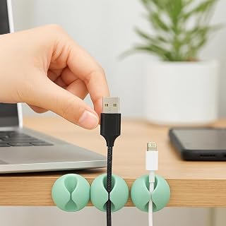 3 Cable Clips for Desk Cable Management Adhesive Cable Holders USB Charging Cables for Office Home Bedside Organization Use