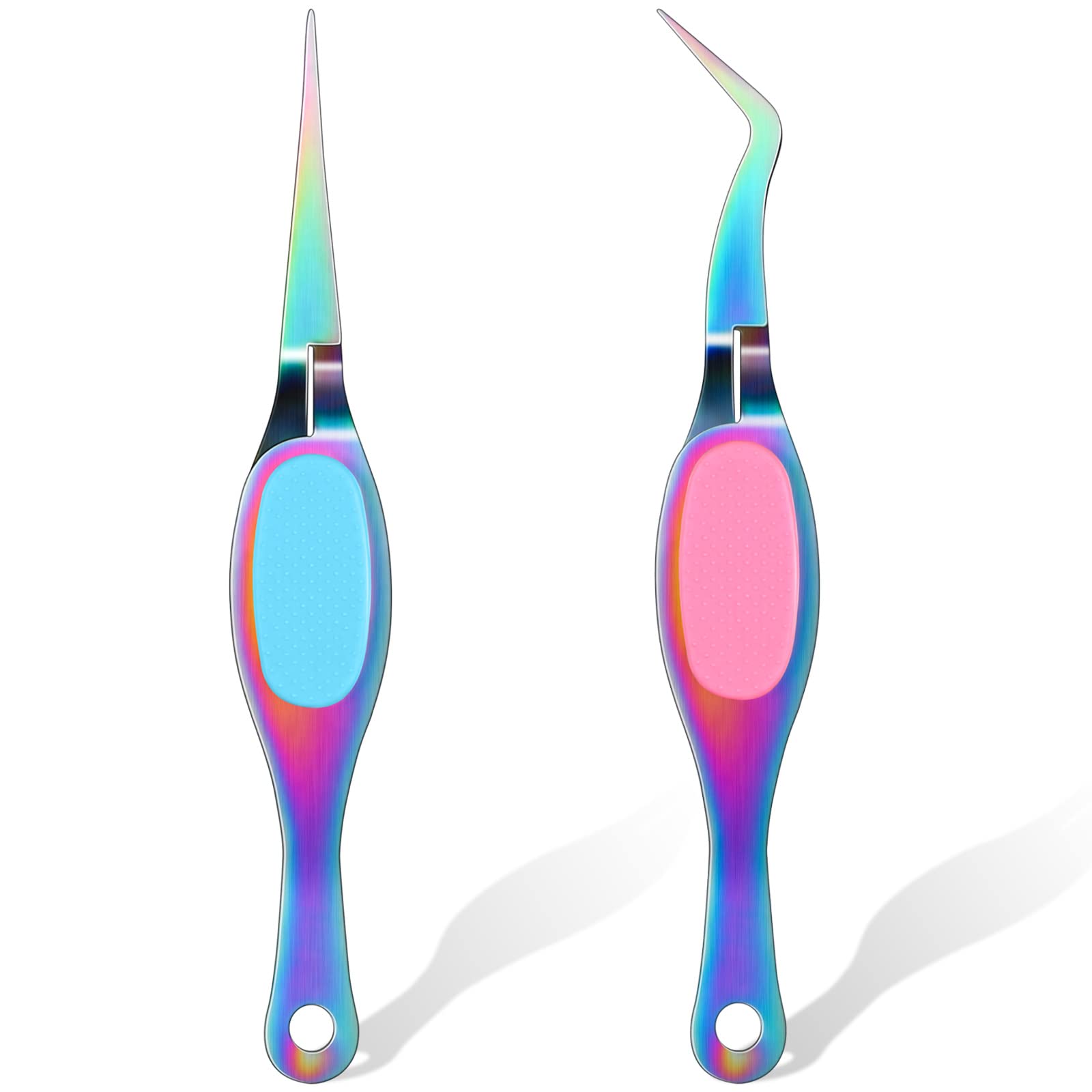 Chumia 2 Reverse Craft Tweezers Scrapbooking Curved Straight, Colorful | Stainle