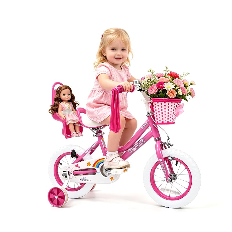 WinHope Fairy Girls Bike with Doll Seat, 12-20 Inch Kids Bike for Ages 2-12 | Du