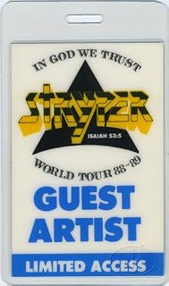 Stryper 1988-89 Laminated Backstage Pass Guest