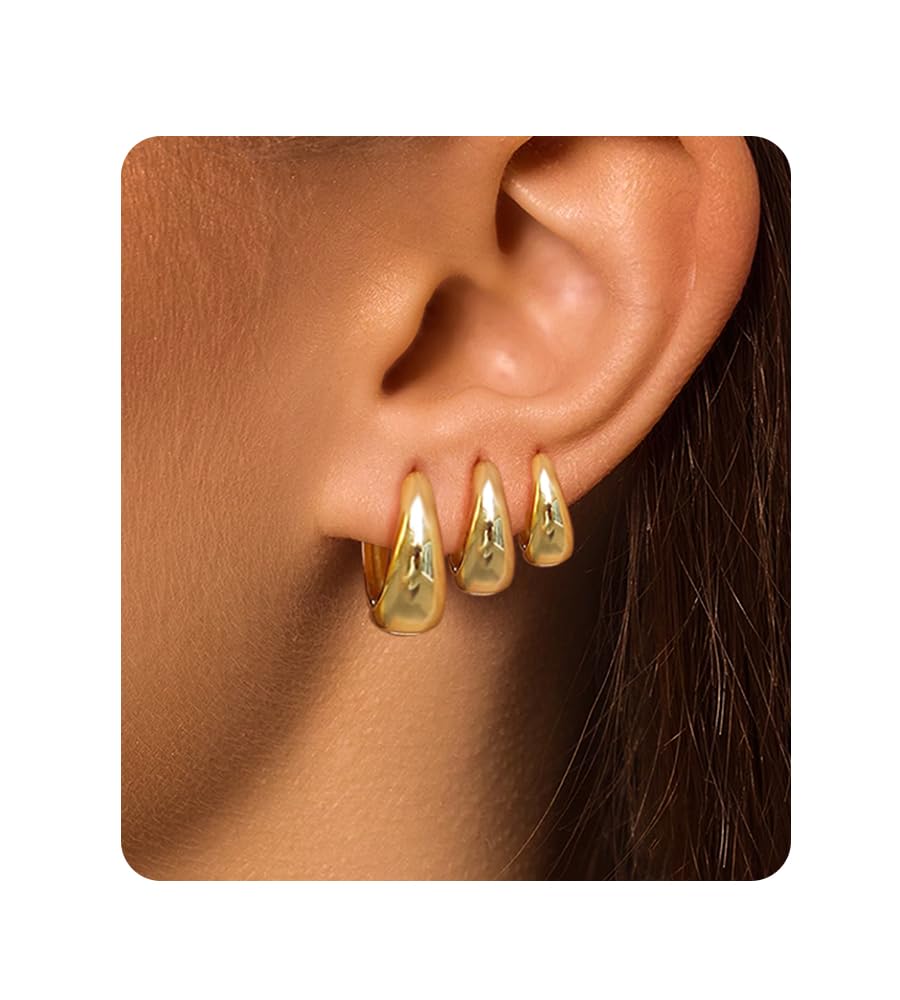 Surgical Steel Small Gold Huggie Hoop Earrings for Women Hypoallergenic