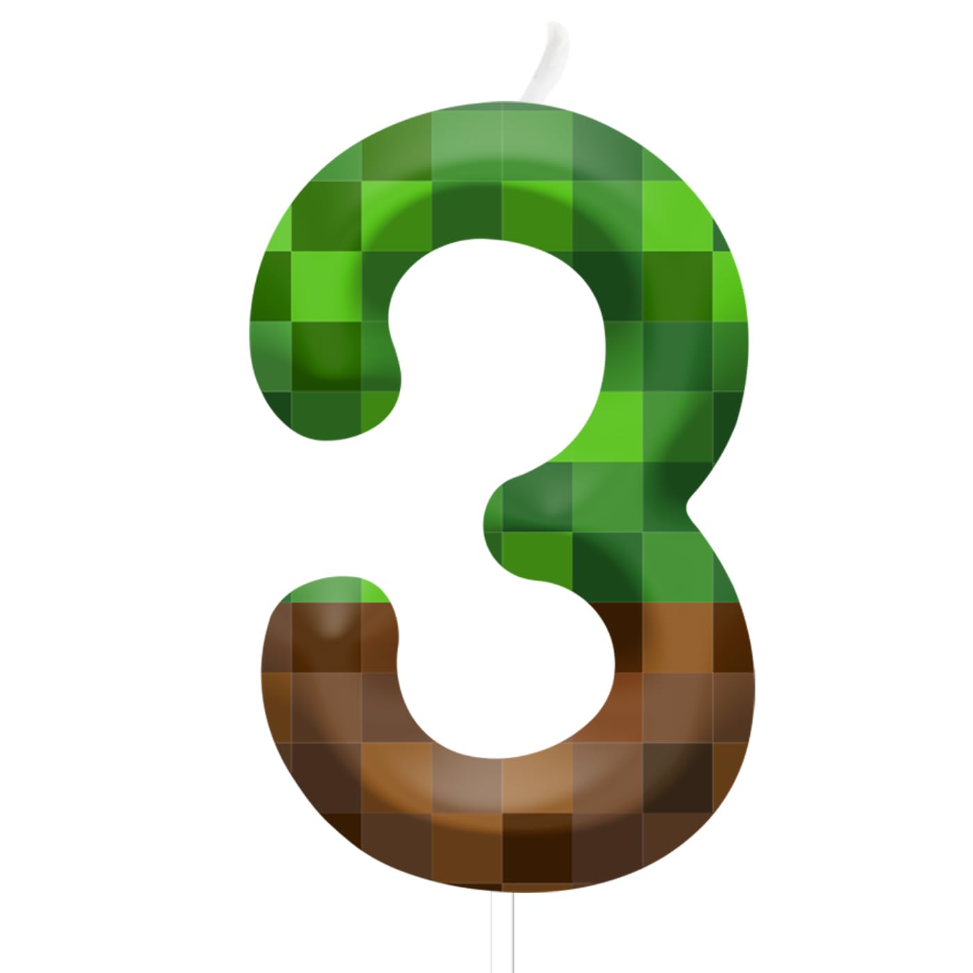 Number 3 Pixel Birthday Candles & Cake Topper - Pixel Style Number Candles Birth
