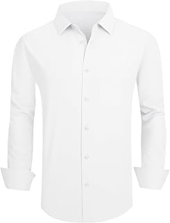 SAMERM Mens Dress Shirt Stretch Wrinkle Free Casual Button Down Shirts