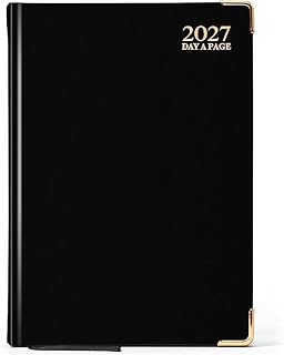 AIBULO A4 2027 Day A Page Black Diary Gilt Edges Hardback