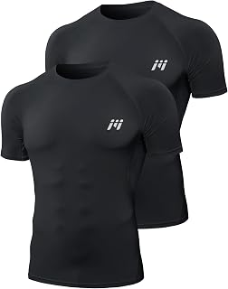 MEETWEE Compression Shirt Men's Short/Long Sleeve Functional Shirt Men's Sports Shirt Training Fitness Shirt Breathable Running Shirt Undershirt for Running Jogging Sports Gym