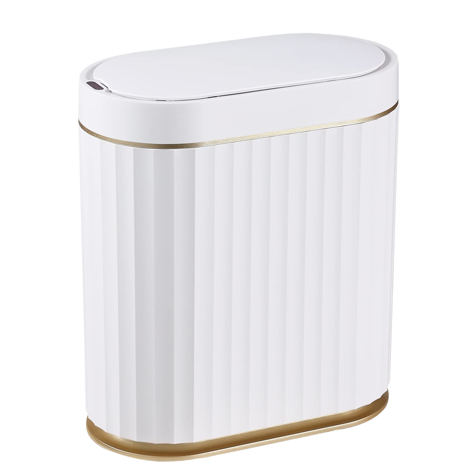 ELPHECO Bathroom Trash Can with Lid, 2 Gallon, Motion Sensor, White Gold | Autom