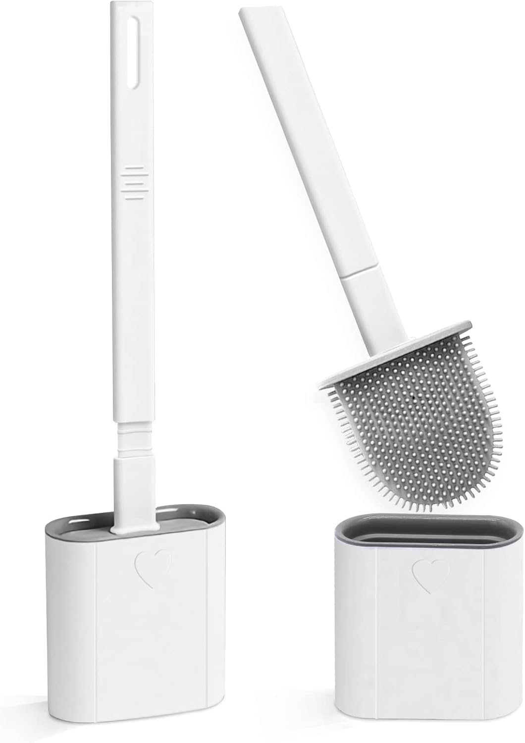 Toilet Brush, 2 Pack Bathroom Silicone Toilet Brushes and Holder Sets with No-Sl
