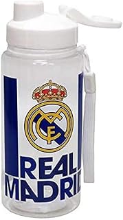 Real Madrid 500 ml Capacity Water Bottle with Safety Mouthpiece, Transparent, Official Product (CyP Brands)