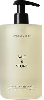 Salt & Stone Body Wash for Women & Men, Bergamot & Hinoki 15.2 fl oz | Shower Gel, Sulfate-Free, Paraben-Free, Dye-Free, Vegan, Hydrating & Moisturizing with Antioxidants, Vitamin C, Niacinamide