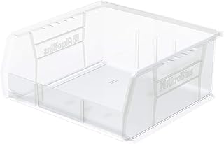 Akro-Mils 30235 AkroBins Plastic Storage Bins, 11"x11"x5", Clear, 6-Pack | Space-Saving Stackable Bins for Garage, Pantry, Craft Organization