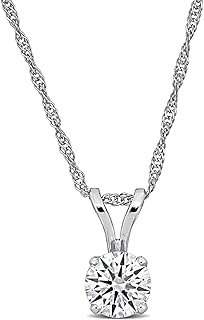 Lab-Grown Diamond Solitaire Pendant - With Unique laser engraved Diamond ID, VVS2 Clarity - D Color , 3/4 or 1 CT - Available in 14K White Gold - IGI Certified Lab-Grown Diamonds - 18in Chain