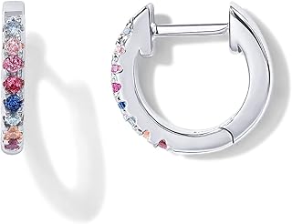 PAVOI 14K Gold Plated Sterling Silver Post Huggies | Cubic Zirconia Huggie Earrings for Women | Green, Garnet, Spinel Blue, Black, Multicolored Stones