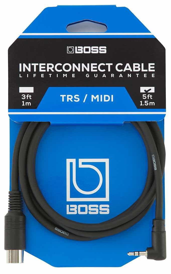 BOSS BMIDI 5-35 3.5 Mm Stereo Jack Midi Angled 3.5 Mm Trs (Male) To 5-Pin Midi (