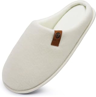 ONCAI Men's Winter Slippers, Comfortable Memory Foam Warm Wool Home Shoes with Non-Slip Sole Size 40-49 EU